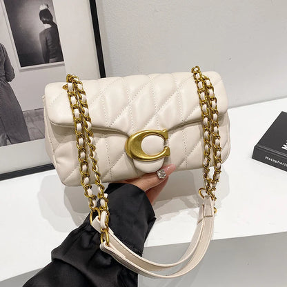 Women's Bag Lingge Embroidery Thread Chain Bag Small Fragrant Style High Quality Mouth Single Shoulder Crossbody Bag