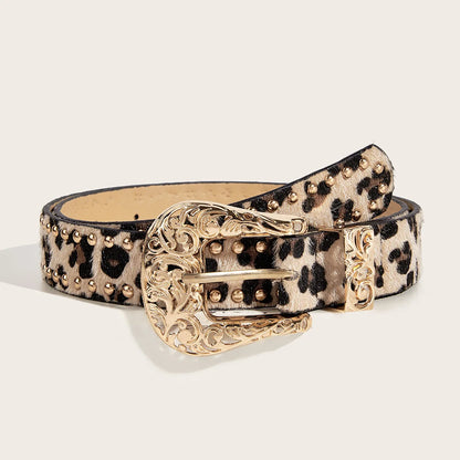 Western Brown PU Leather Leopard Women Belts For Women Cowgirl High Quality Luxury Brands Punk Accessory Wide Female belt
