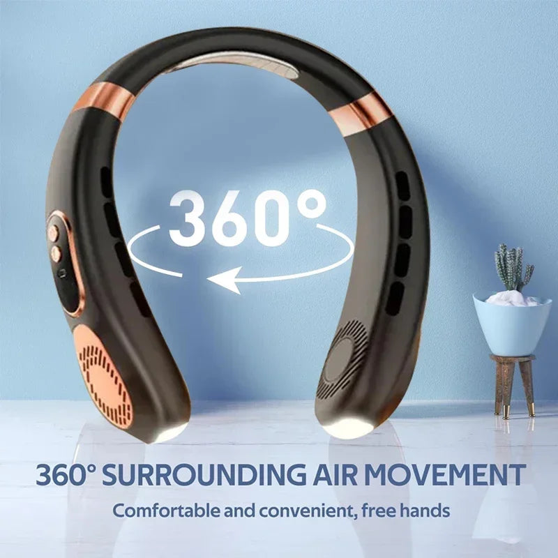 Portable Neck Fan,4000 mAh Cooling Airflow 5 Speeds Adjustable Bladeless Fan Hands Free Personal Wearable Rechargeable Battery