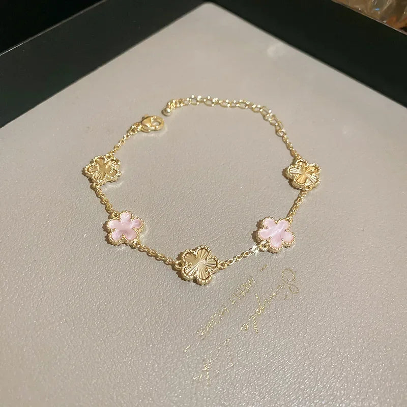 Shell Stone Flower Bracelet for Women Personalized Stainless Steel Bracelet