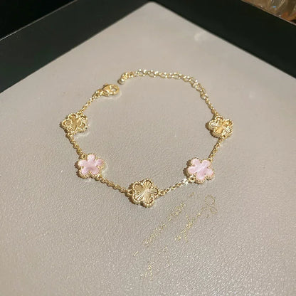 Shell Stone Flower Bracelet for Women Personalized Stainless Steel Bracelet
