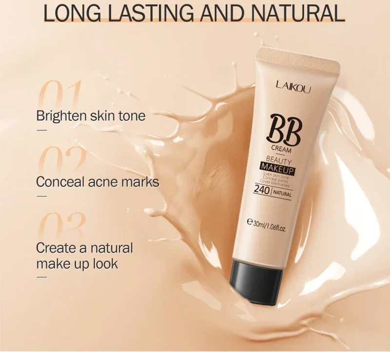 BB Cream Liquid Foundation – Brightening, Hydrating & Pore-Blurring Makeup Base ✨