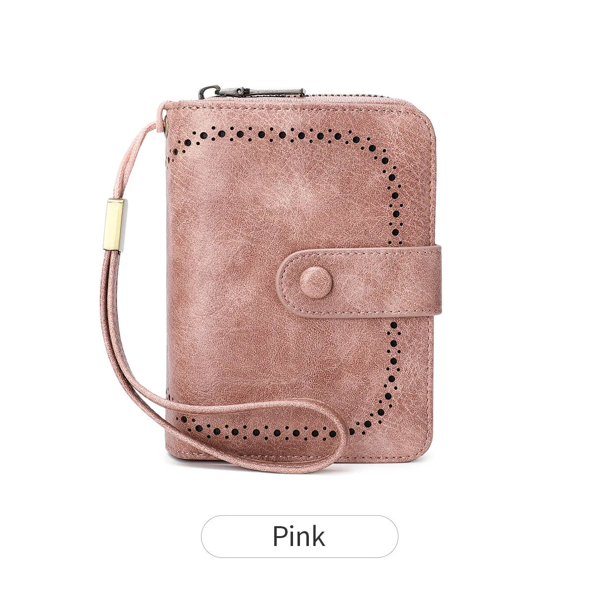 Anti-Theft Brush Bag for Ladies, Oil Wax Leather, Short Purse, European and American Retro, Multi-Function, organ Card Bag