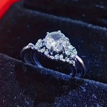 2Pcs Wedding Rings Set Bridal Jewelry with Bright Zirconia Elegant Lady Detachable Wear Finger Accessories Gift