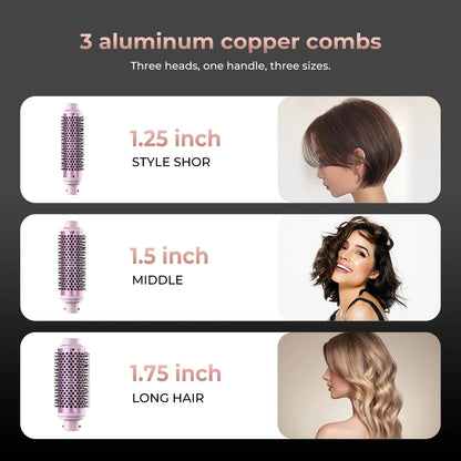 3 in 1 Curling Iron Set, Fast Heat Up Quick Heating Ceramic Hot Brush, Interchangeable Curling Wands for All Hair