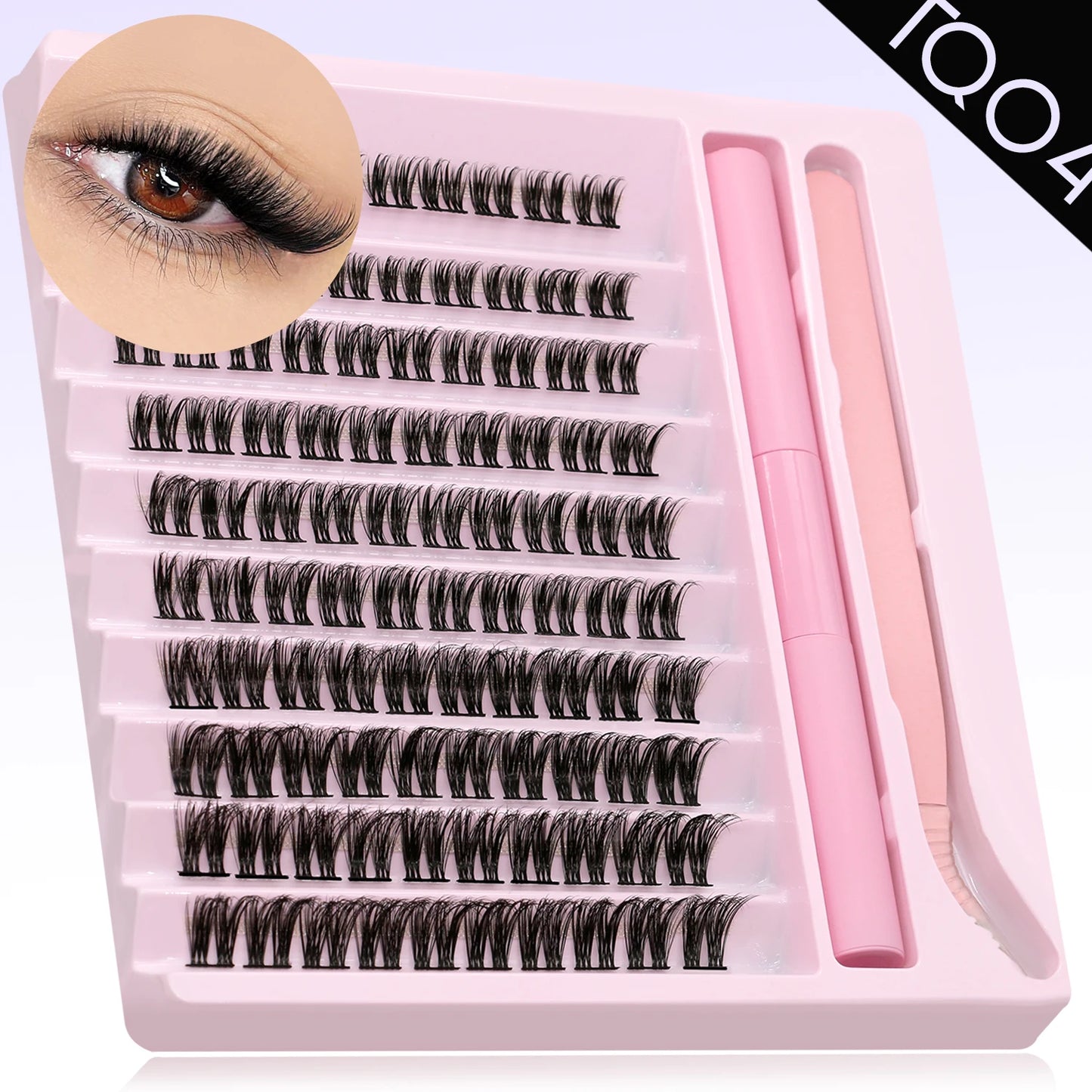 Eyelash Clusters Kit DIY Lash Extension Kit Lash Bond And Seal And Eyelash Tweezers With Waterproof Strong Hold
