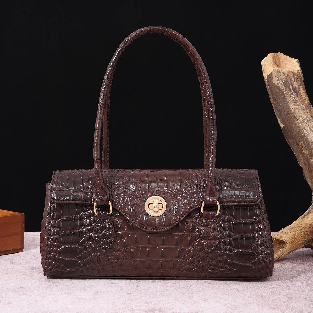 Multicolor Crocodile Pattern Fashion Handheld Stick Bag Large Capacity One Shoulder Underarm Bag Women's Luxury Handbag