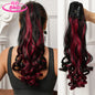 Water Wave Claw Clip In Ponytail Hair Extension Ombre Color Curly Wavy Synthetic Ponytail Extension Hair For Women Pony Tail