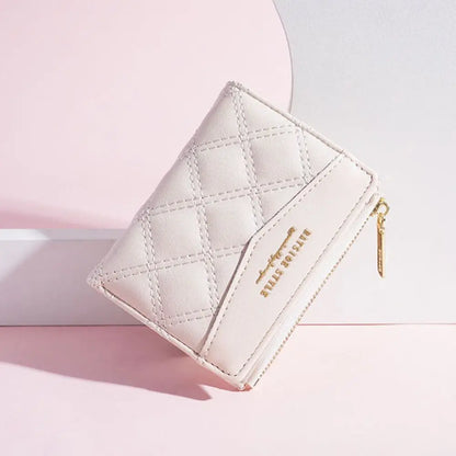 Embroidery Coin Purse Women Wallet Ladies PU Leather Solid Color Short Wallet Zipper Card Bag Card Holder Student Money Bag