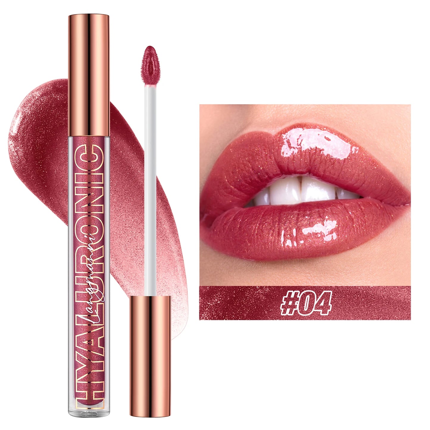 Hyaluronic Acid Lip Gloss, 8-Color Shimmering Lip Tint, Moisturizing Hydrating,Long-Lasting Shine Popular Best-Selling lip gloss