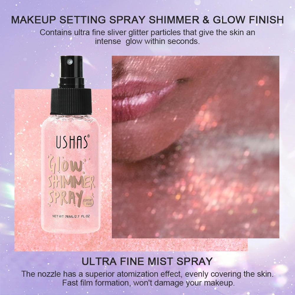 Body highlight spray, quick-drying and non-sticky, liquid glitter highlighter, long-lasting gloss