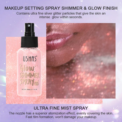 Body highlight spray, quick-drying and non-sticky, liquid glitter highlighter, long-lasting gloss