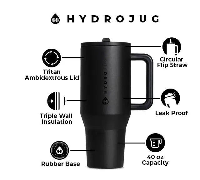 HydroJug Tumbler Traveler Cup Stainless Steel Coffee Mug Insulated Thermos Portable Vacuum Travel Tumbler with Handle Lid Straw