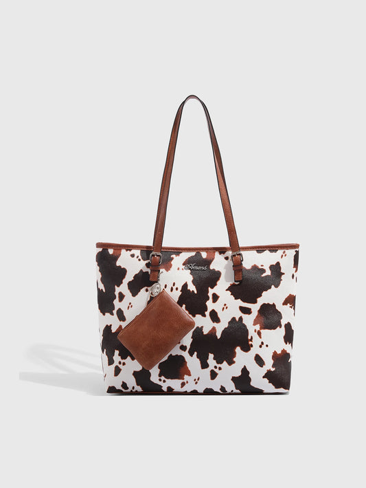Europe and the United States new female handbag shoulder bag cow leopard print simple fashion large bag