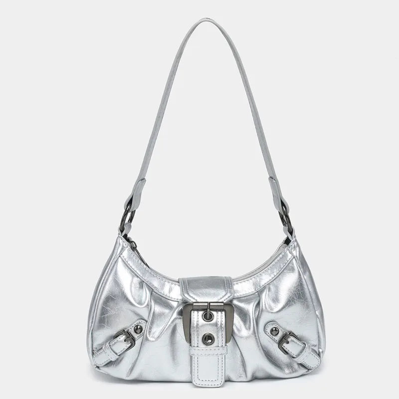 Y2K Punk Style Hobo Bag – Studs & Buckles Shoulder Bag for Women
