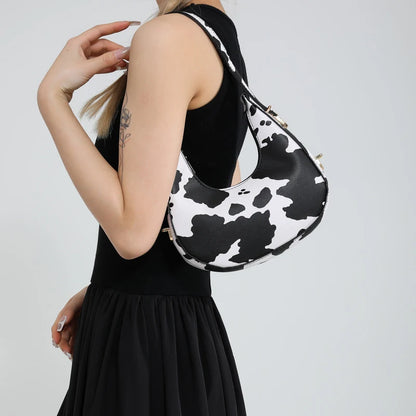 Cow Pattern Shoulder Bag For Spring/Summer Versatile Women's Bag Personalized Korean Leopard Pattern Underarm Handbag