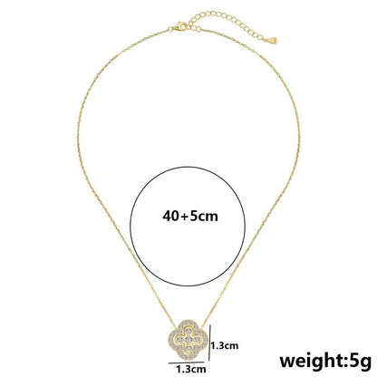 Lucky Four-leaf Clover CZ Necklace For Women's Dynamic Fashion Clavicle Chain Versatile Fashion Accessories