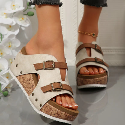 Women's Summer Platform Wedge-heeled Sandals Plus Size Comfortable Casual Outdoor Open Toe Beach Slippers