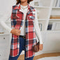 Check Print Sleeveless Jacket with Flap Details – Stylish Plaid Sleeveless Coat for Women