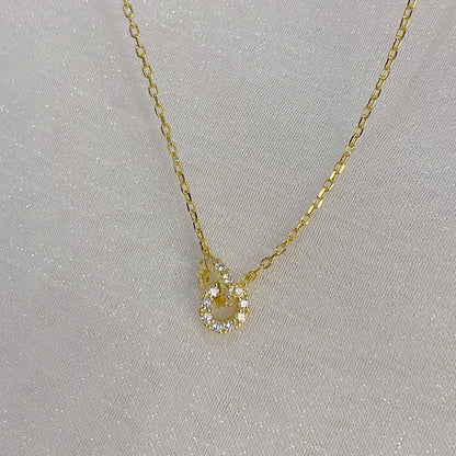 S925 Silver Round Choker Zircon For Women Fashion Chain Minimalist Dainty Double Circle Pendant Necklace Neck Fine Jewelry