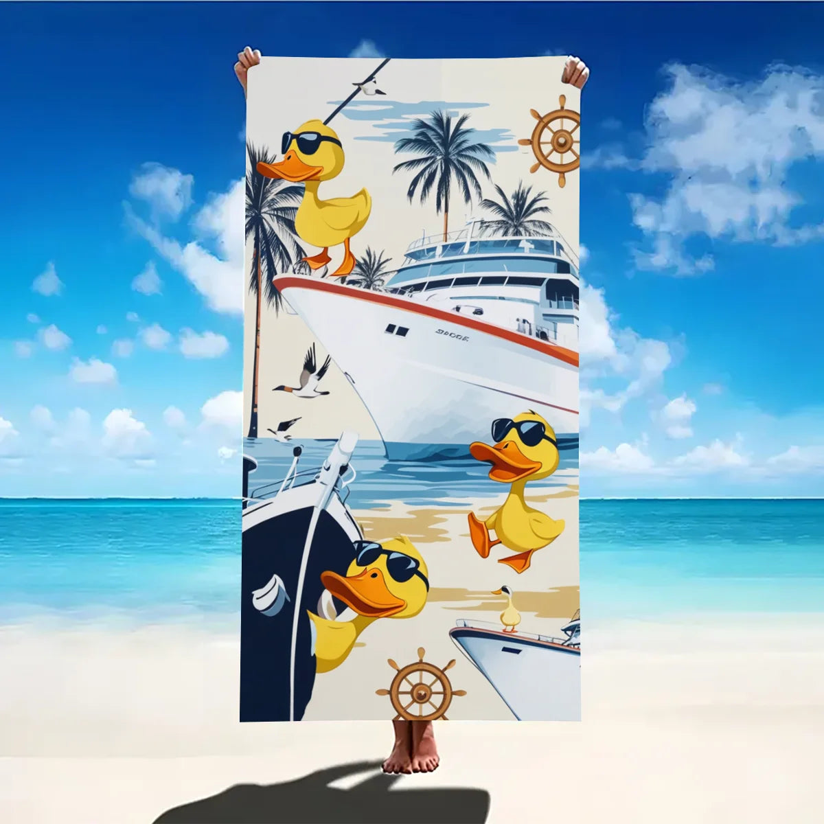 Print Sea Beach Towel Quick-Dry Washable Beach Towels Sandproof Portable Beach Towels  For Travel Swimming Camping Beach