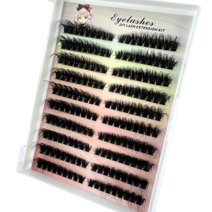 14Rows Fluffy Lash Clusters Thick Volume Eyelash Clusters Extensions 50D/80D Left/Right Individual Lashes Cat Eye Lash Extension