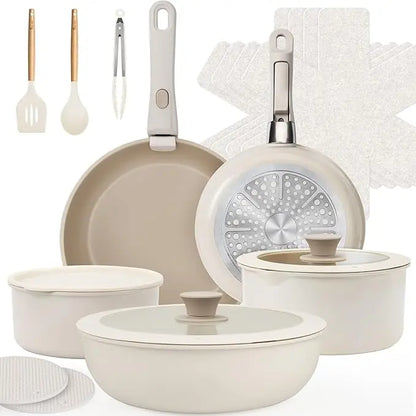 20 Pcs Pots and Pans Set Non Stick Detachable Cookware Sets Nonstick Non Toxic Induction RV Kitchen Cooking Set Dishwasher/Oven