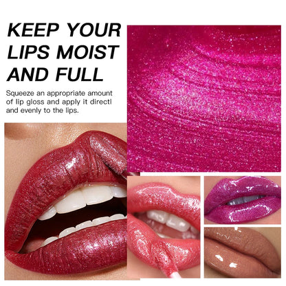 Glitter Lip Gloss Long Lasting Diamond Pearlescent Metallic Liquid Lipstick Moisturizing Lip Glaze Cosmetics