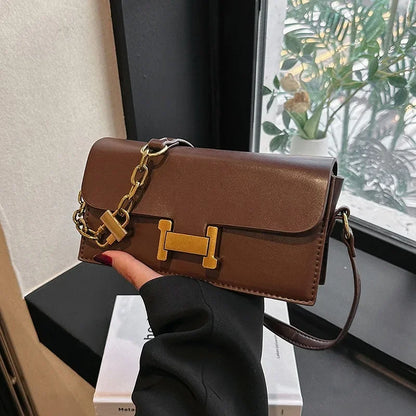 Women's Bag Fashion Senior Texture Crossbody Shoulder Bag Hundred Small Square Bag Brown Niche Light Luxury Women's Bag