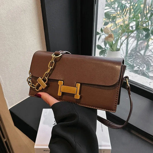 Women's Bag Fashion Senior Texture Crossbody Shoulder Bag Hundred Small Square Bag Brown Niche Light Luxury Women's Bag
