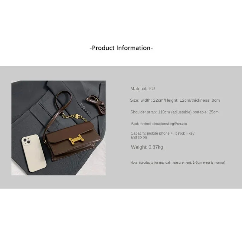 Women's Bag Fashion Senior Texture Crossbody Shoulder Bag Hundred Small Square Bag Brown Niche Light Luxury Women's Bag
