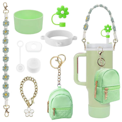 9PCS Cup Accessories Set Water Bottle Handle Strap Coin Purse Silicone Cup Boot Straw Cover for Stanley Cup 30oz & 40oz Tumbler
