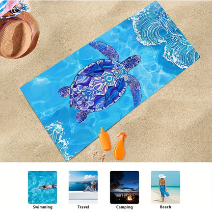 Print Sea Beach Towel Quick-Dry Washable Beach Towels Sandproof Portable Beach Towels  For Travel Swimming Camping Beach