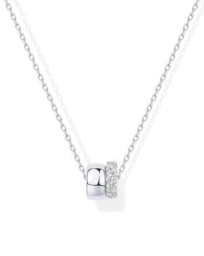 Women Luxury 14K Gold Plated Cubic Zirconia Rondelle Pendant Necklace Lady Girls Two-Toned Dainty  Trendy Necklaces