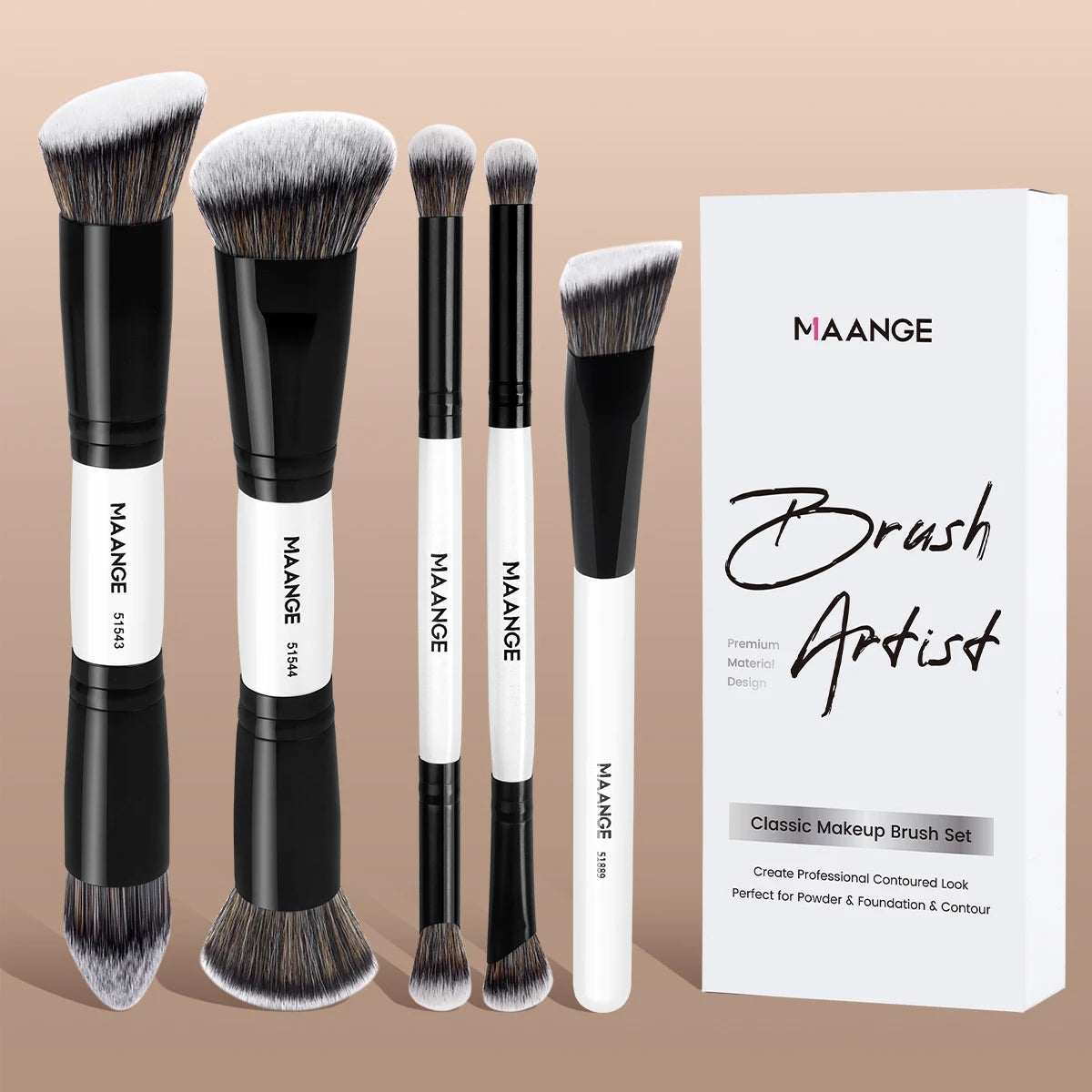 Makeup Brush Set Soft Hair Synthetic Kabuki Brushes Foundation Powder Blending Concealer Eyeshadow Double-ended Brushes