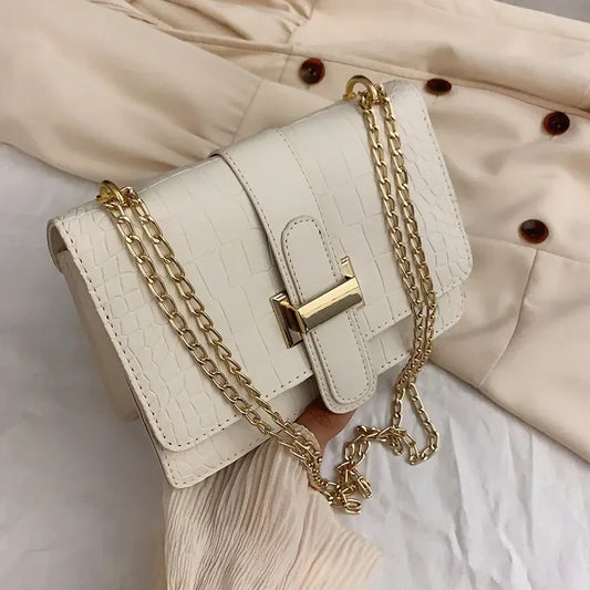 Tote Handbags Chains Shopper Clutch Handbag Winter Large Shoulder Bags for Women Stone Pattern PU Leather Crossbody Bags