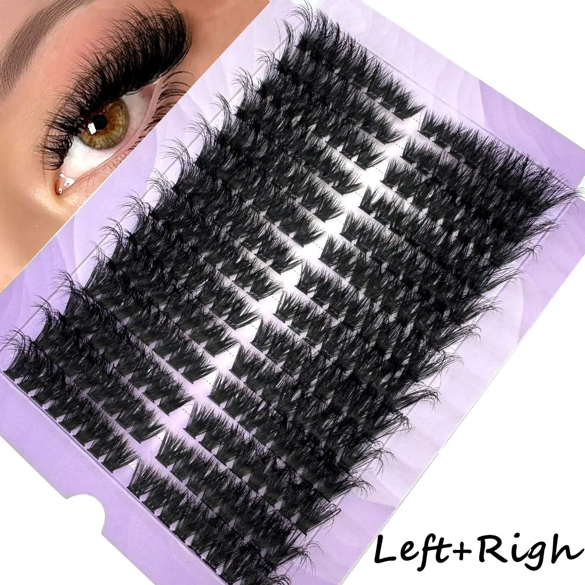 14Rows Fluffy Lash Clusters Thick Volume Eyelash Clusters Extensions 50D/80D Left/Right Individual Lashes Cat Eye Lash Extension
