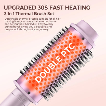 3 in 1 Curling Iron Set, Fast Heat Up Quick Heating Ceramic Hot Brush, Interchangeable Curling Wands for All Hair