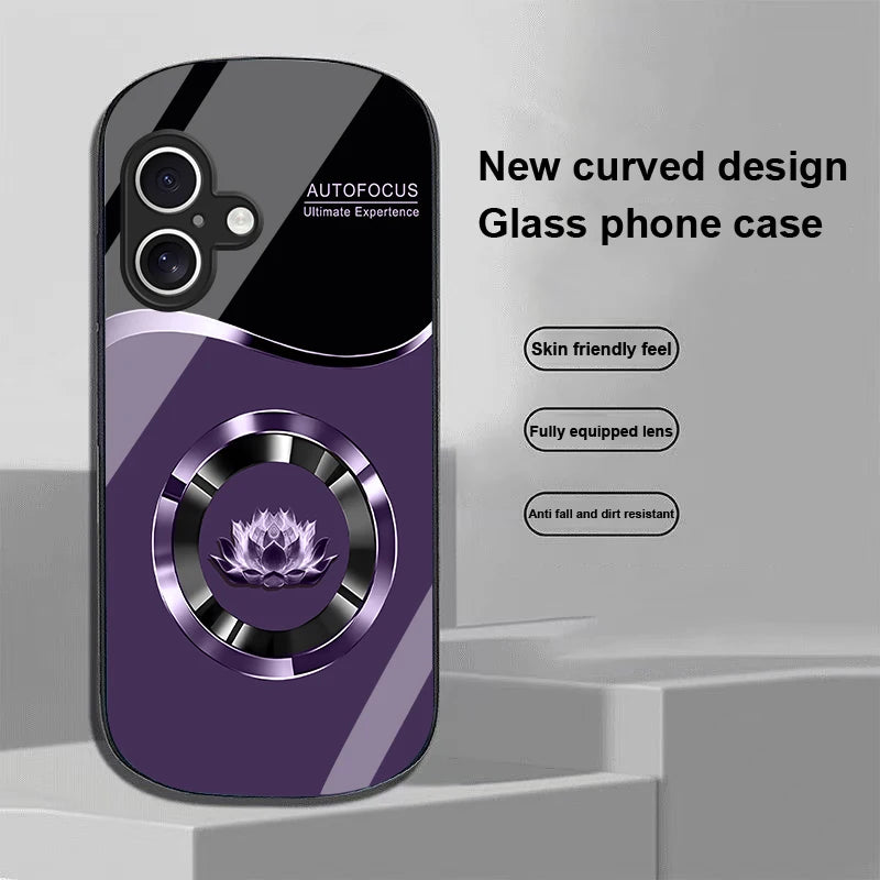 Circle Lotus White For Apple IPhone 16 11 13 15 14 Pro Max 12 Mini 7 8 Plus XR X XS Elliptical Shaped Tempered Glass Phone Case