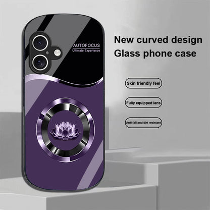 Circle Lotus White For Apple IPhone 16 11 13 15 14 Pro Max 12 Mini 7 8 Plus XR X XS Elliptical Shaped Tempered Glass Phone Case