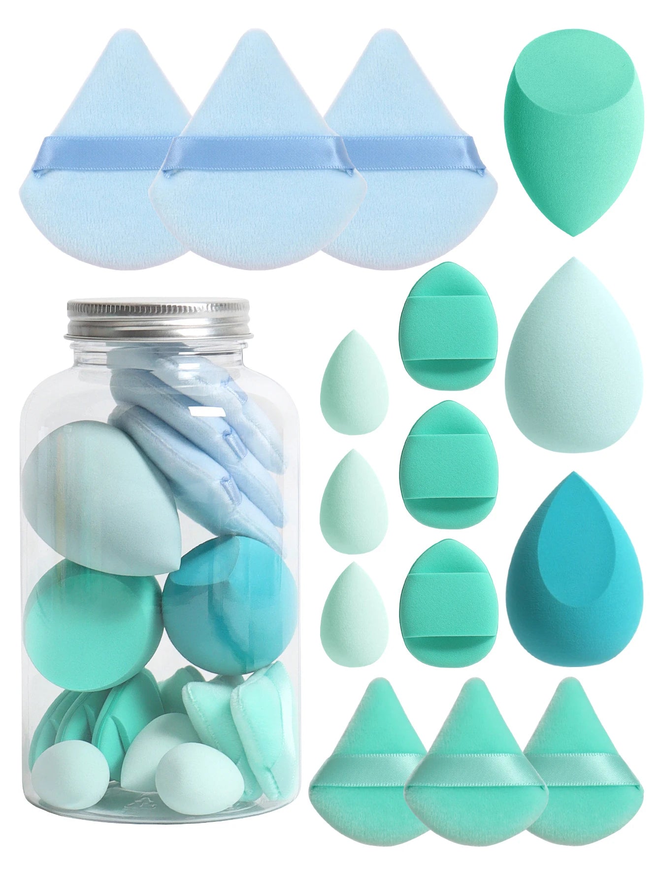 15-Piece Makeup Puff & Sponge Set – Loose Powder Puffs, Mini Makeup Eggs & Air Cushion Applicators