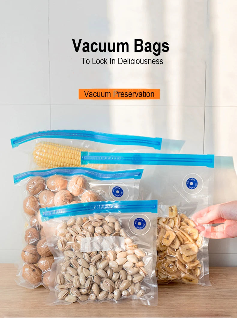 Vacuum Bag Vacuum Zipper Bags Reusable Food Storage Bags For Vacuum Sealer 5pcs / 10pcs lot Food Packer Bags Keep Food Fresh