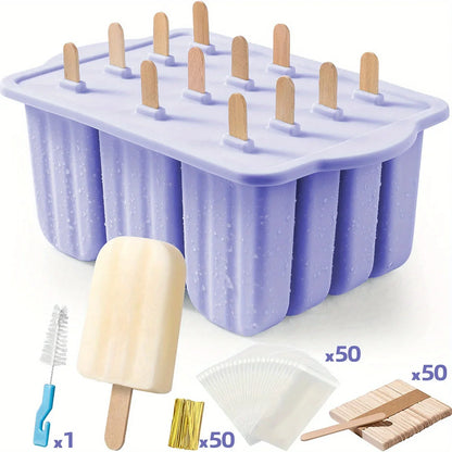Popsicles Molds, 12 Pieces Silicone Popsicle Molds Easy-Release BPA-free Popsicle Maker Molds Ice Pop Molds Homemade Popsicle