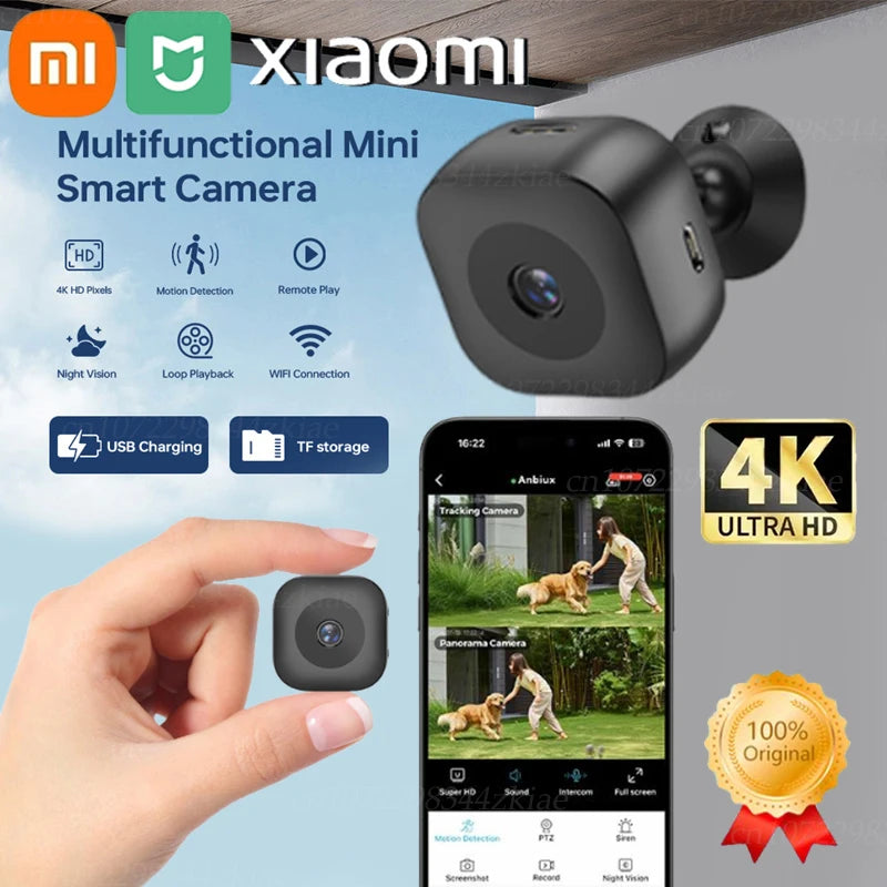 4K Mini Security Camera Full Color Night Vision High Definition WiFi Monitor Waterproof Motion Detect Surveillance