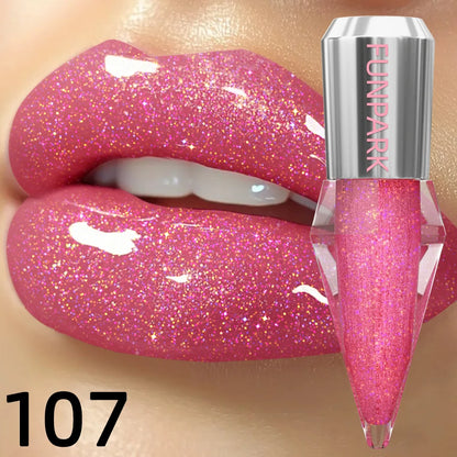 8-Color Glitter Shimmer Lip Gloss | Moisturizing Diamond Liquid Lipstick for Plump, Shiny Lips