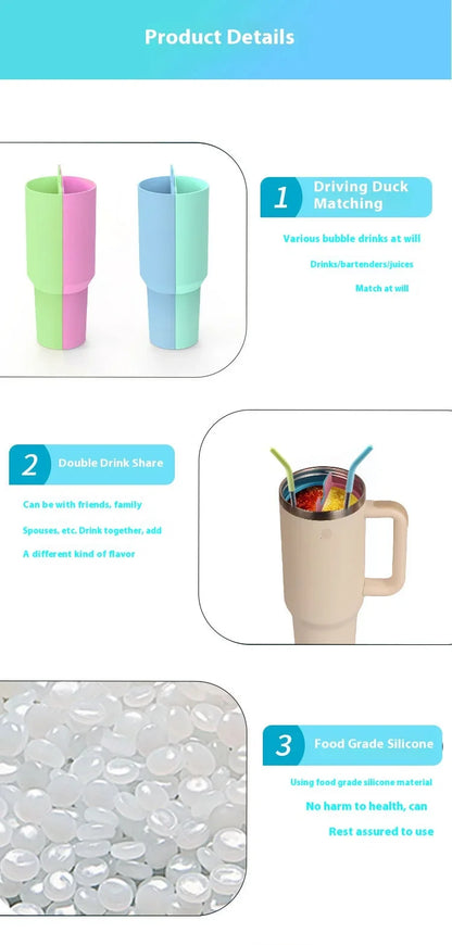 Silicone Water Cup Liner Double Drinking Compartment Water Cup Sleeve 40oz Thermos Cup Special Water Bottle Accessories