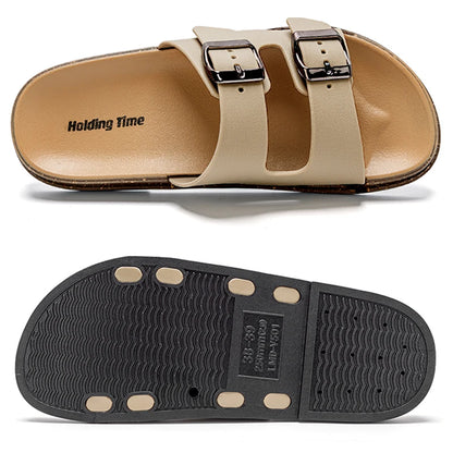 Double Strap Women's Slippers Summer Adjustable Soft Sole Shoes Outdoor Fashion Flat Bottom Sandals Women
