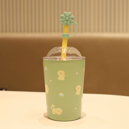 Flower Straw Covers Toppers for Stanley Cups 30&40 Oz Tumbler Accessories 4PCS Silicone Straw Caps 10mm 0.4in Straws