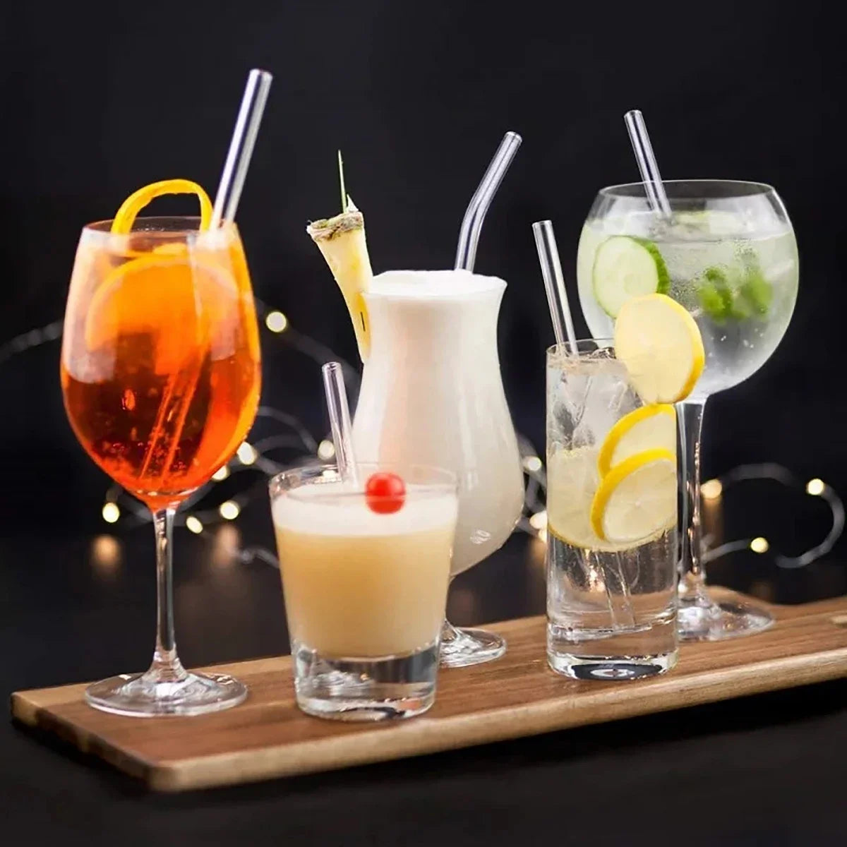 Colorful Glass Drinking Straws Set