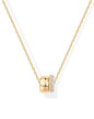 Women Luxury 14K Gold Plated Cubic Zirconia Rondelle Pendant Necklace Lady Girls Two-Toned Dainty  Trendy Necklaces